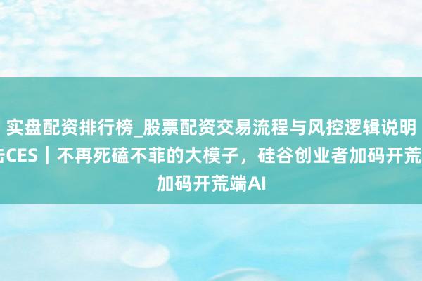 实盘配资排行榜_股票配资交易流程与风控逻辑说明 直击CES｜不再死磕不菲的大模子，硅谷创业者加码开荒端AI
