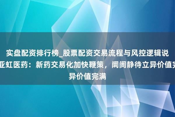 实盘配资排行榜_股票配资交易流程与风控逻辑说明 亚虹医药:新药交易化加快鞭策,阛阓静待立异价值完满